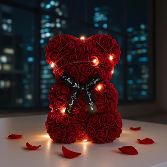 Ours en rose artificielle avec eclairage LED