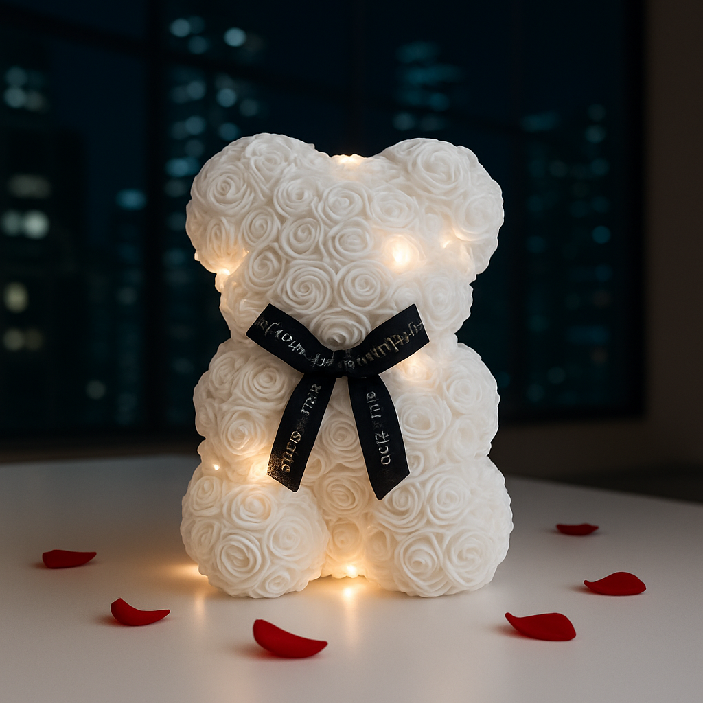 Ours en rose artificielle avec eclairage LED