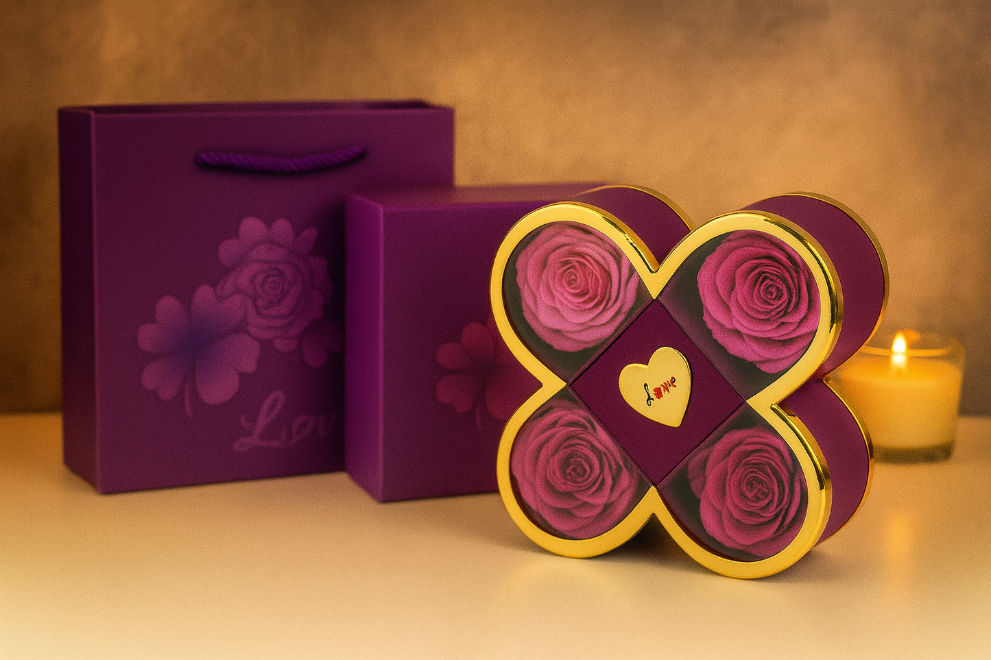 Coffret Fleurs Éternelles & Bijou Personnalisé